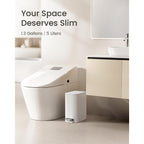 Cesun Small Bathroom Trash Can With Lid Soft Close, Step Pedal, 5 Liter / 1.3 Gallon Stainless Steel Garbage Can With Removable Inner Bucket, Waste Basket For Bathroom, Bedroom (White)