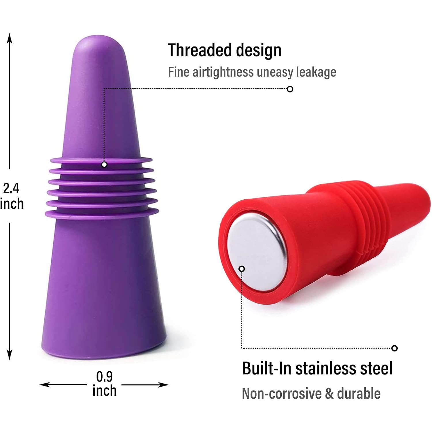 Wine Stoppers Beverage Bottle Sealer Soft Silicone Wine Bottle Stoppers Corks With Grip Top For Keeping Wine Champagne Fresh, 8 Pack