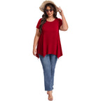 LARACE Short Sleeve Shirts for Womens Plus Size Tops Casual Summer Clothes Asymmetrical Tunic Blouses