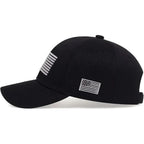 Patriotic-USA-Baseball-Caps Woman-Man-Washed-Worn-Out-Mesh-Sun-Hat for 4th July (Size M) Black