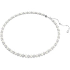 Swarovski Matrix Tennis Necklace, Crystal Pearl, Round Cut, Clear, Rhodium Finish