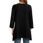 OFEEFAN Tunic Tops for Women Loose Fit Dressy 3/4 Length Sleeve Womens Tops with Asymmetrical Hem S-4XL