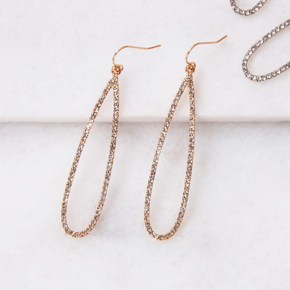 Simulated Diamond Teardrop Dangle Earrings for Women - Cubic Zirconia Crystal Long Dangling Earrings