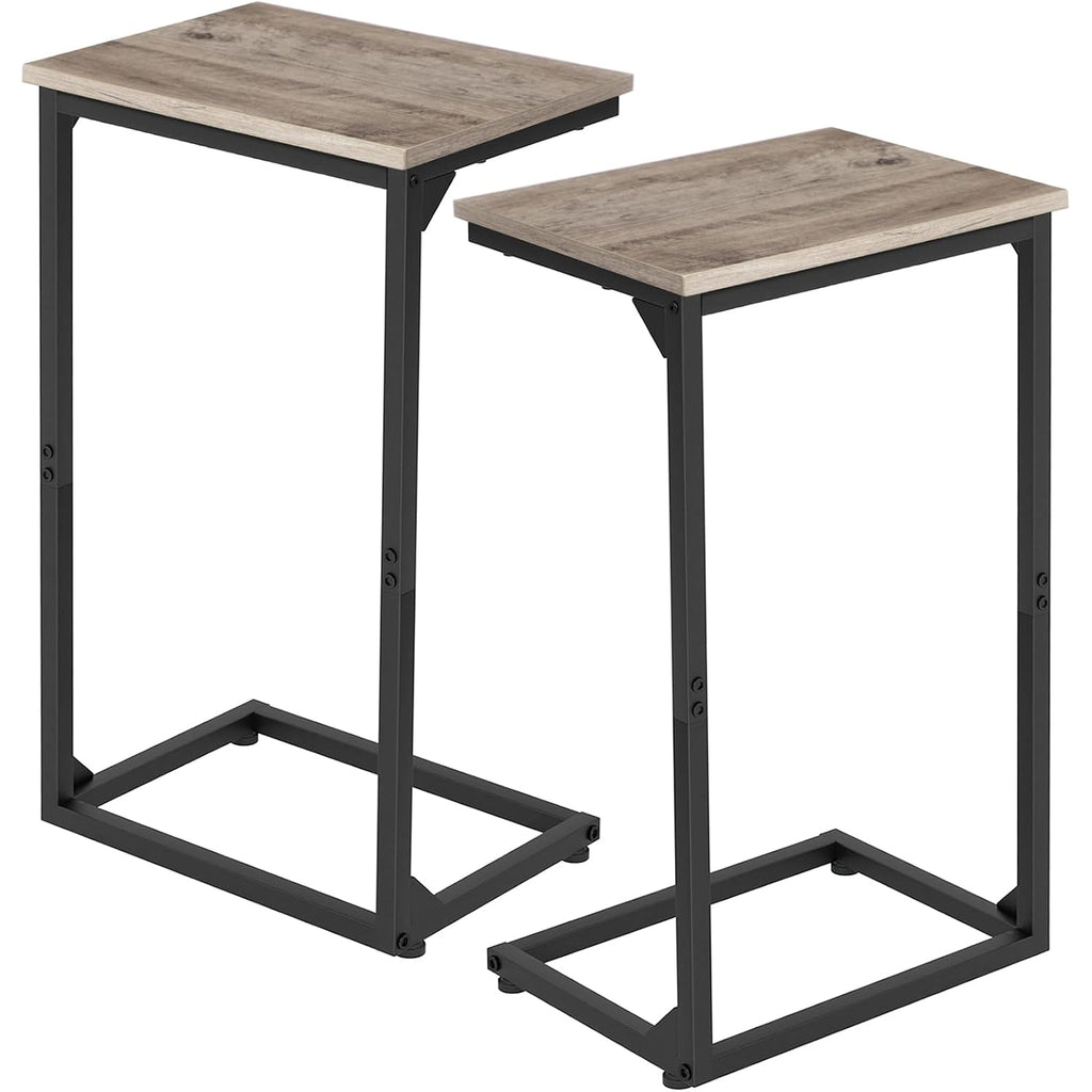 Amhancible C Shaped End Tables Set Of 2, Couch Side Tables That Slide Under Sofa, Slim Tv Trays For Living Room And Bedroom, Narrow Space Saving Laptop Workstation, Grey, Het02Bgy