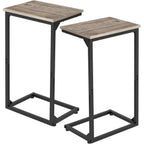 Amhancible C Shaped End Tables Set Of 2, Couch Side Tables That Slide Under Sofa, Slim Tv Trays For Living Room And Bedroom, Narrow Space Saving Laptop Workstation, Grey, Het02Bgy