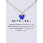 Rrdaily 9 Pcs Dainty Colorful Butterfly Pendant Necklace Set for Women,Bohemian Acrylic Butterfly Chain Necklace Cute Jewelry Gift