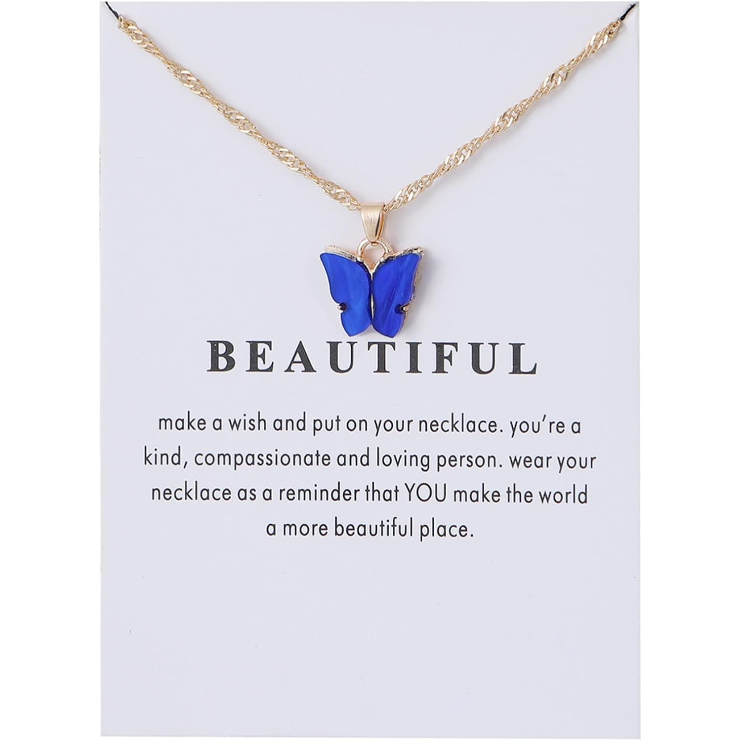 Rrdaily 9 Pcs Dainty Colorful Butterfly Pendant Necklace Set for Women,Bohemian Acrylic Butterfly Chain Necklace Cute Jewelry Gift