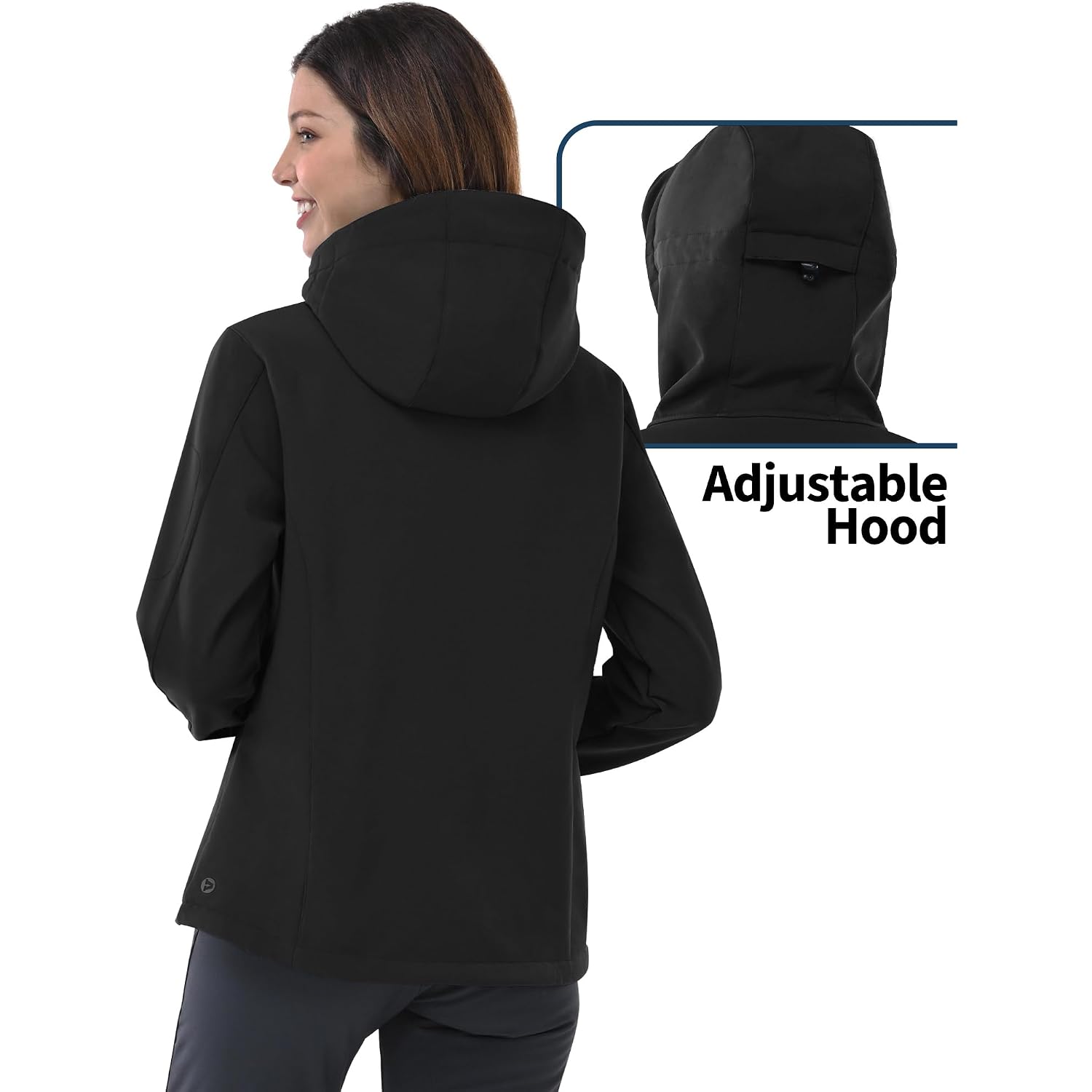 Outdoor Ventures Women'S Softshell Jacket With Hood Fleece Lined Warm Lightweight Waterproof Insulated Windbreaker