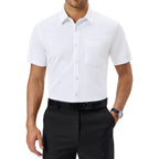 Alimens & Gentle Mens Dress Shirts Short Sleeve Wrinkle Free Stretch Regular Fit Formal Casual Button Down Shirt With Pocket