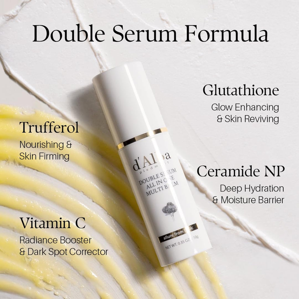 D'Alba Piedmont White Truffle Double Serum All-In-One Multi Balm, Stick Balm, Vegan Skincare With Vitamin C And Vegan Collagen, 3-In-1 Anti Wrinkle, Eye Treatment, Dark Spot Remover