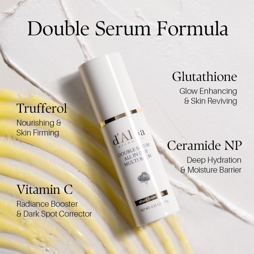 D'Alba Piedmont White Truffle Double Serum All-In-One Multi Balm, Stick Balm, Vegan Skincare With Vitamin C And Vegan Collagen, 3-In-1 Anti Wrinkle, Eye Treatment, Dark Spot Remover