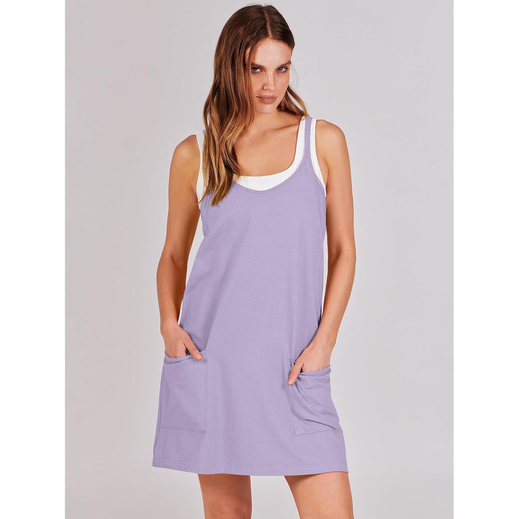 Anrabess Women Athletic Dress Summer Tennis Workout Active Sports Mini Romper Dress Built In Shorts Travel Vacation Clothes