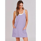 Anrabess Women Athletic Dress Summer Tennis Workout Active Sports Mini Romper Dress Built In Shorts Travel Vacation Clothes