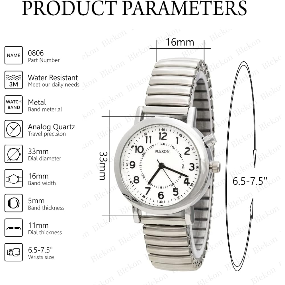 Women'S Light Up Dial Watch, Analog Display, 33Mm Metal Case, Push Button, Glossy Expansion Band, White