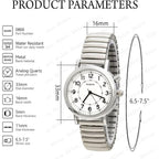 Women'S Light Up Dial Watch, Analog Display, 33Mm Metal Case, Push Button, Glossy Expansion Band, White