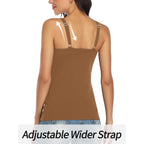 Women's Cotton Tank Top with Shelf Bra Adjustable Wider Strap Camisole Basic Cami Tanks
