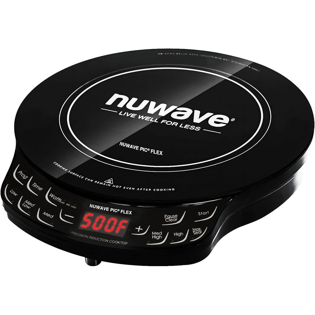 Nuwave Flex Precision Induction Cooktop, 10.25” Shatter-Proof Ceramic Glass, 6.5” Heating Coil, 45 Temps From 100°F To 500°F, 3 Wattage Settings 600, 900 & 1300 Watts, Black
