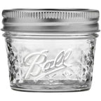 Ball Wide Mouth Quilted Crystal Jelly Jars With Lids And Bands, Used For Canning, Pickling, Juice, Jam, Jelly, Quarter Pint Size (4 Ounce (Pack Of 6))