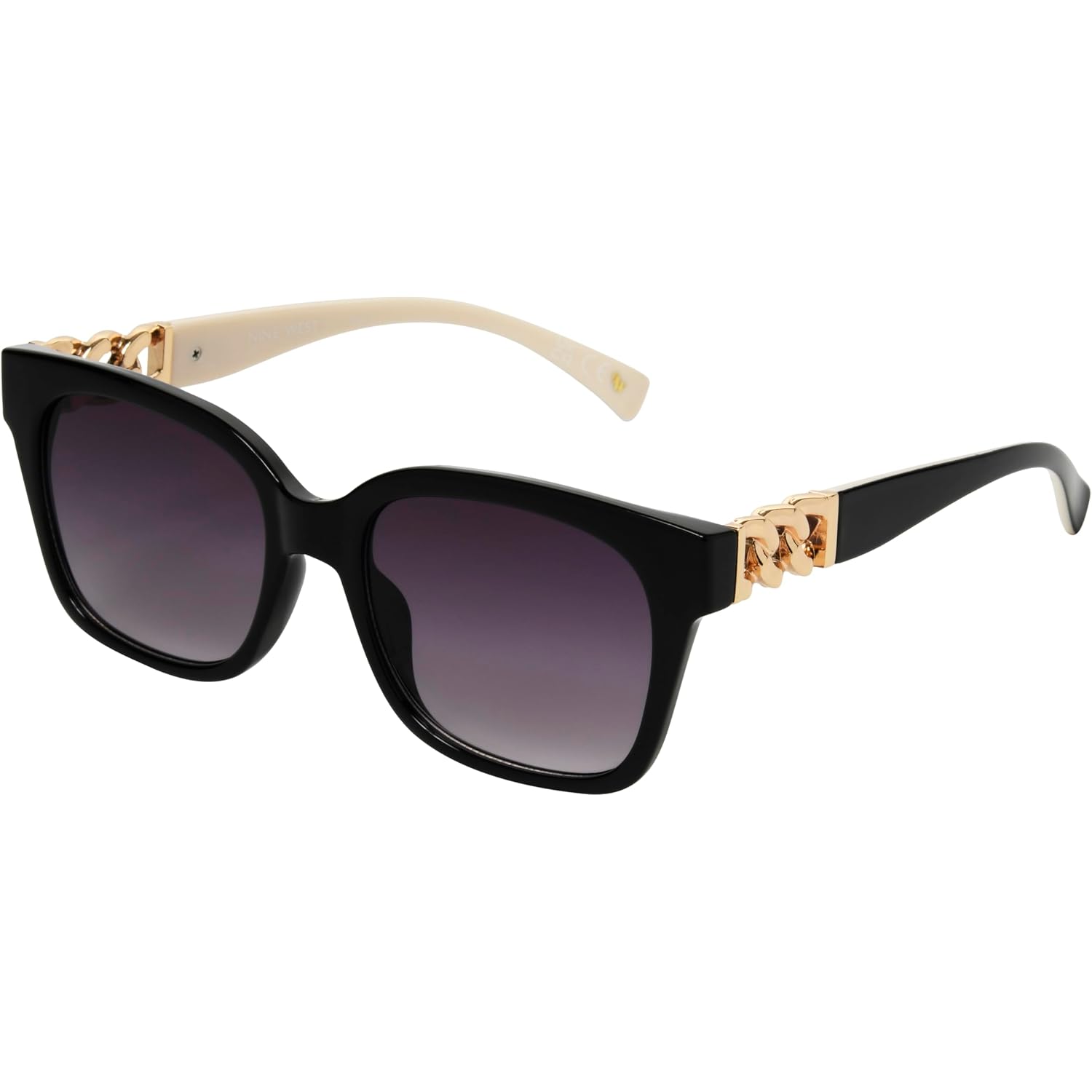 Nine West Women's Katia Sunglasses Square, Black, 55mm Black