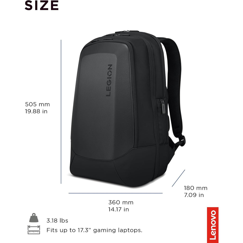 Lenovo - Legion 17” Armored Backpack – Gaming Laptop Bag – Double Layered Protection – Dedicated Storage Pockets – Durable Pack With Eva Front Shield