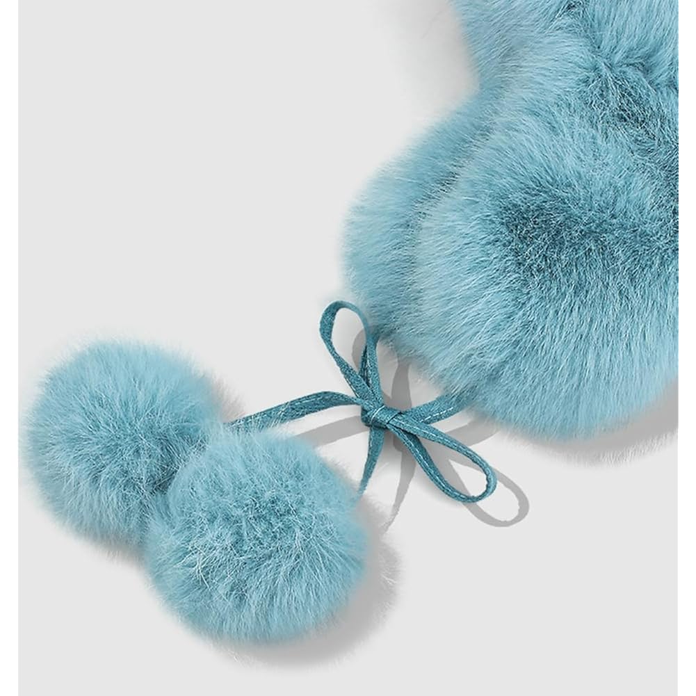 Women Faux Fur Trapper Hat Fuzzy Ushanka Hat Long Pile Faux Fur with Pom Pom Winter Warm Hat Ski Hat Outdoor