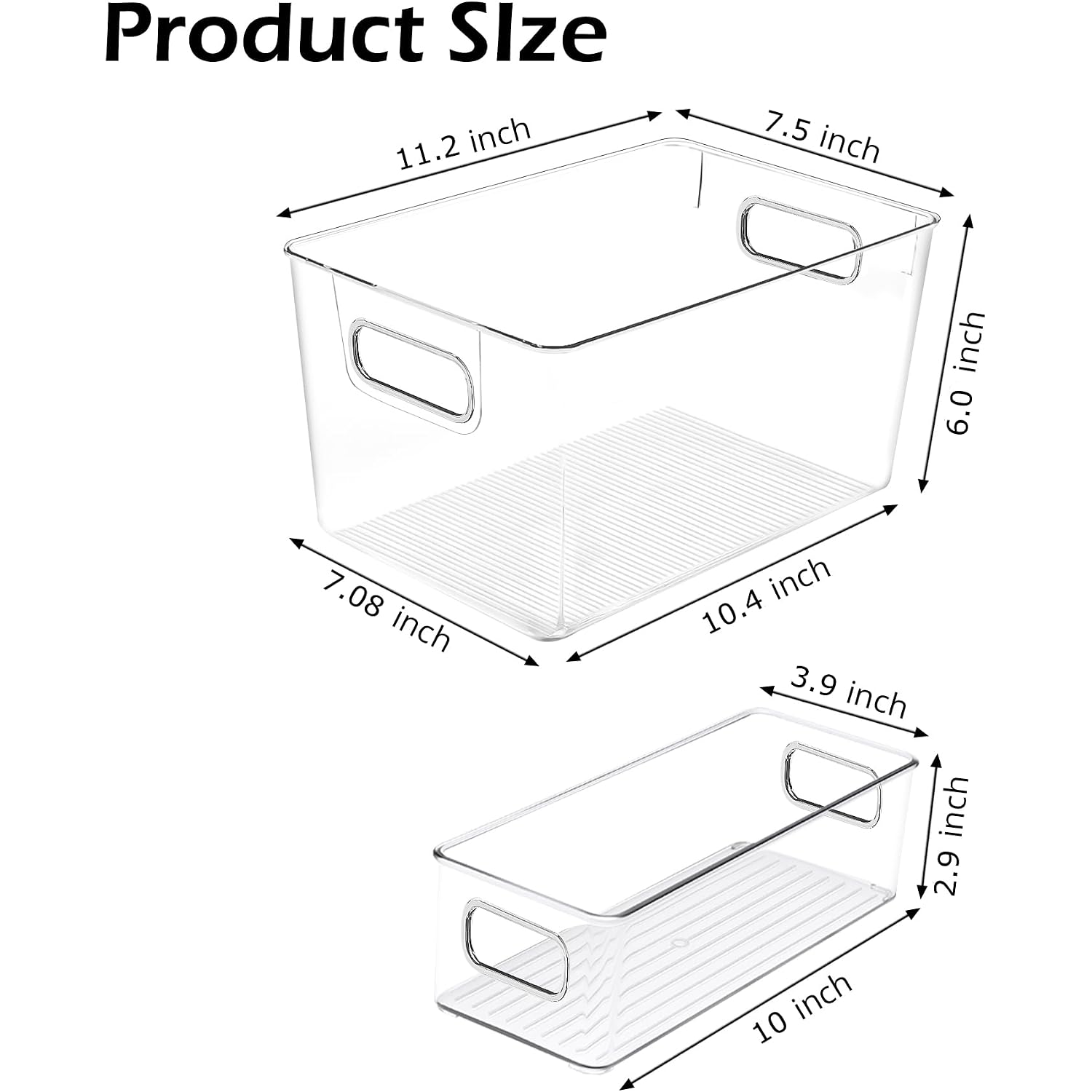 Clear Plastic Storage Bins 8 Pack - Pantry Organizers And Storage, Fridge Organizer Containers For Kitchen, Cabinet, Freezer, Bathroom, Clost, Home Organization