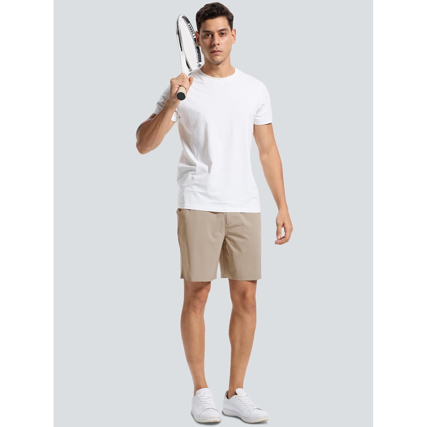 Men'S 7" Lightweight Golf Shorts Casual Quick Dry Breathable Stretch Work Flat Front Shorts With 3 Pockets