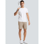 Men'S 7" Lightweight Golf Shorts Casual Quick Dry Breathable Stretch Work Flat Front Shorts With 3 Pockets