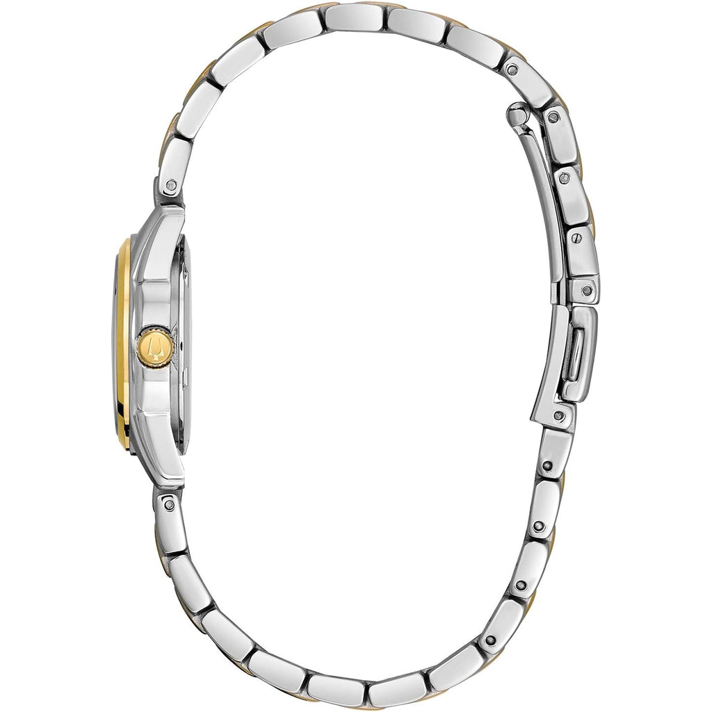 Bulova Ladies' Classic Two-Tone Stainless Steel 3-Hand Calendar Date Quartz Watch, Silver-White Dial (Style: 98M105)