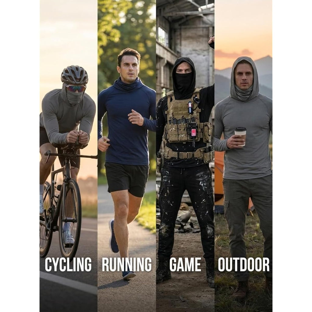 3-Pack Men'S Sun Protection Hoodie With Face Mask - Upf 50+ Long Sleeve Work Shirts Quick Dry Outdoor Work