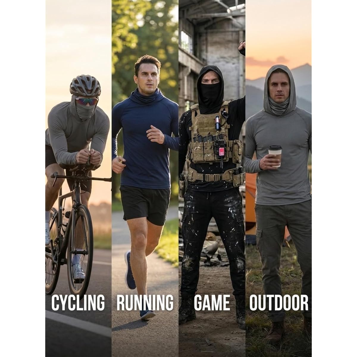 3-Pack Men'S Sun Protection Hoodie With Face Mask - Upf 50+ Long Sleeve Work Shirts Quick Dry Outdoor Work