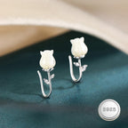 Reffeer Solid 925 Sterling Silver Flower Crawler Cuff Earrings Wraps for Women Teens Flower Wrap Earrings Climber