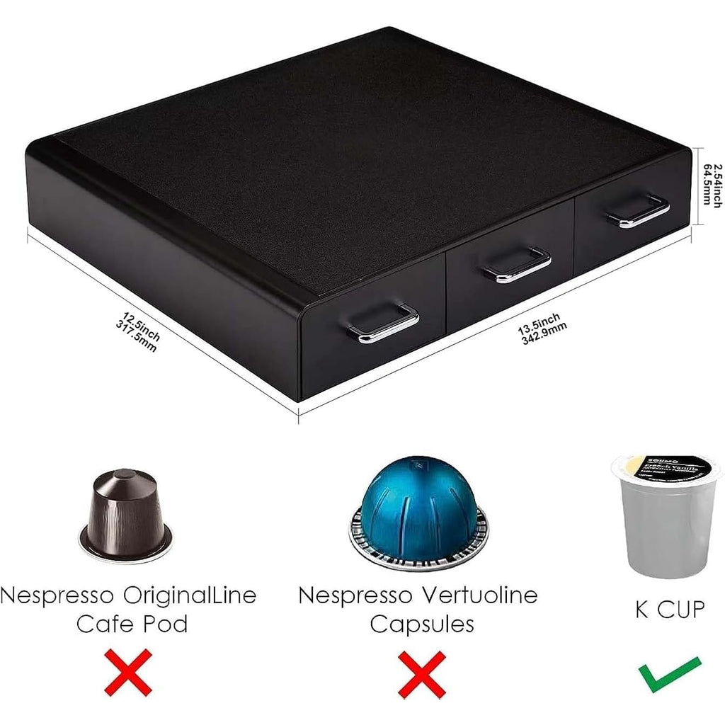 Amazon Basics K-Cup Compatible Coffee Pod Storage Drawer, 3 Easy-Open Drawers, 36 Pod Capacity, Black