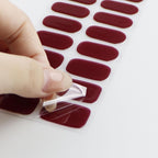 JMEOWIO Semi Cured Gel Nail Strips Wine Red Gel Nail Stickers Wraps UV/LED Nails Art Design Decoration Accessories