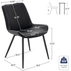 Dining Chairs Set Of 2, Pu Leather Modern Armless Kitchen Dining Room Chairs, Upholstered Accent Side Chairs With Metal Legs (Black)