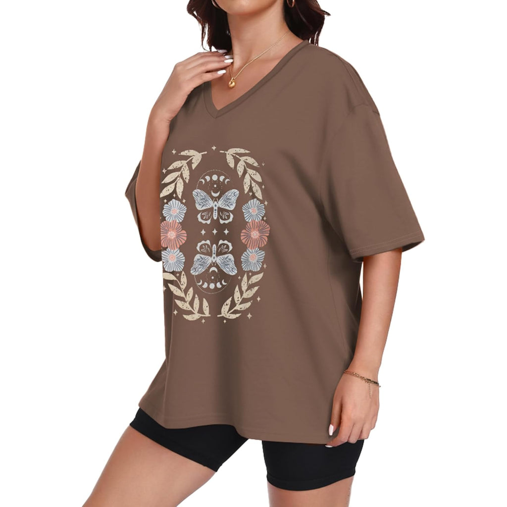 Oversized Tshirts for Women V Neck Summer Graphic Tees Casual Short Sleeve Loose Tops 2026