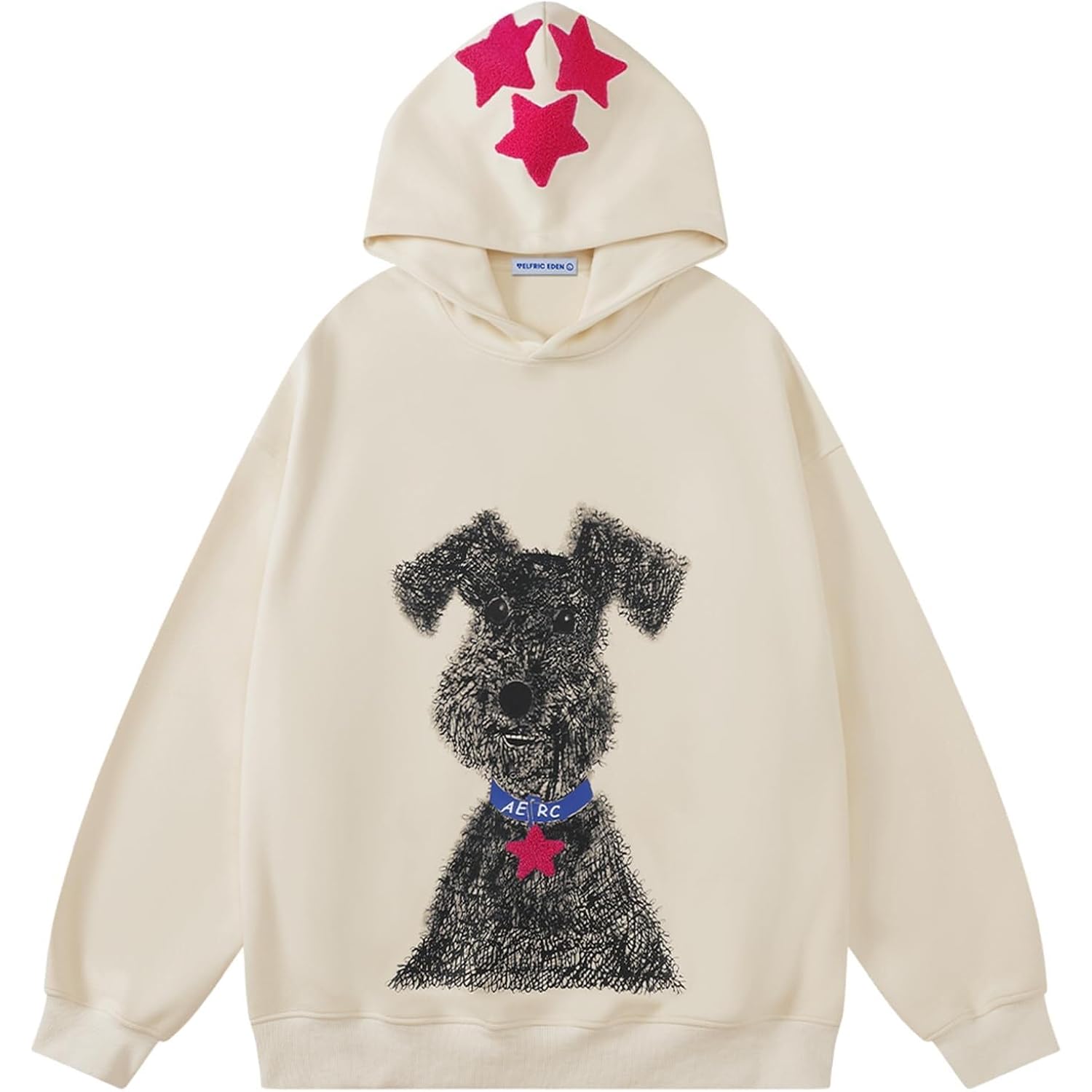 Aelfric Eden Dog Graphic Hoodie Oversized Cute Star Sweatshirt Unisex Y2K Casual Hooded Pullover