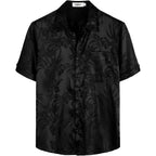 Vatpave Mens Summer Jacquard Regular Fit Shirts Casual Button Down Short Sleeve Beach Tops With Pocket