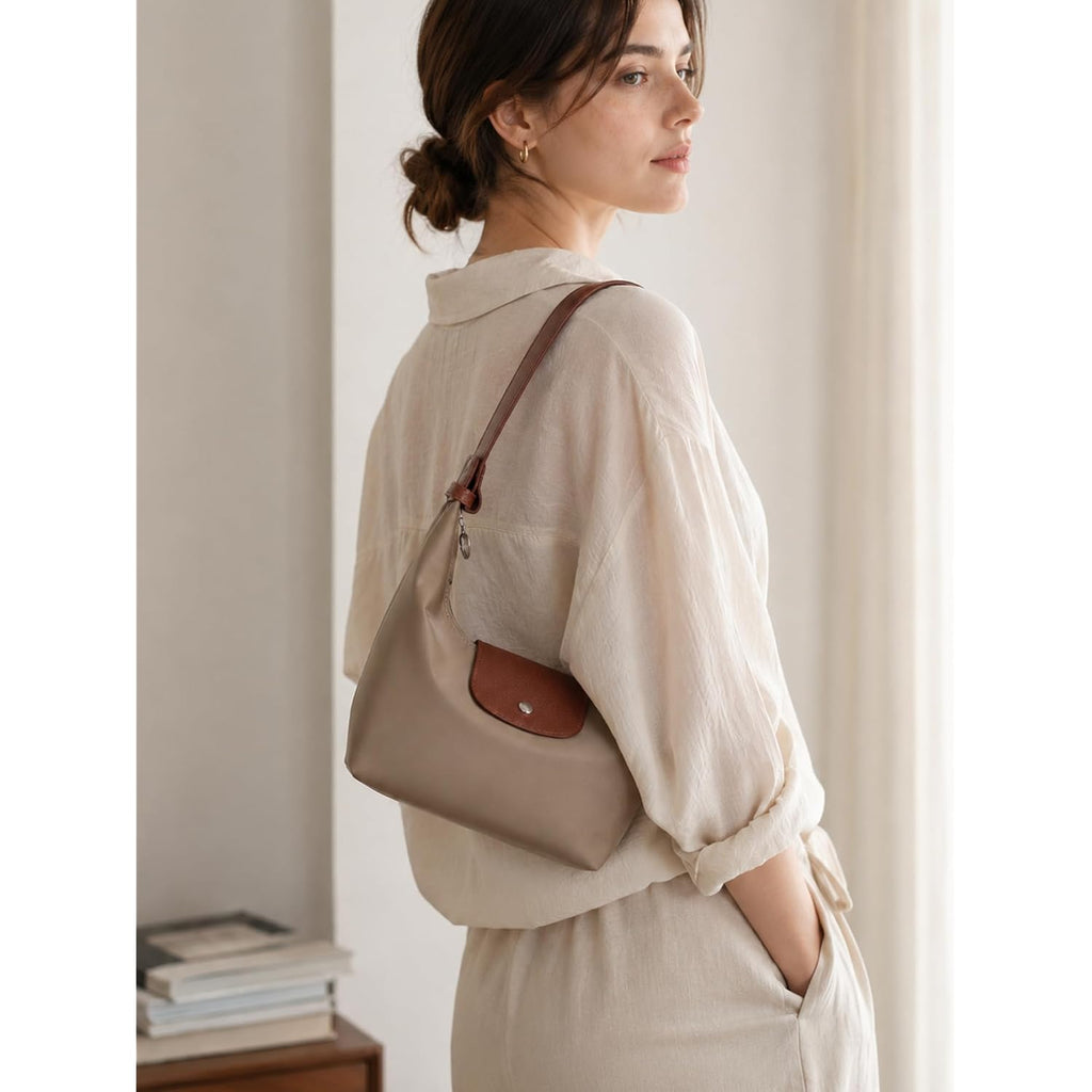 Mini Nylon Handbag For Women Crossbody, Small Shoulder Bag With 2 Straps, Convertible Dumpling Purse, Crescent Underarm Bag