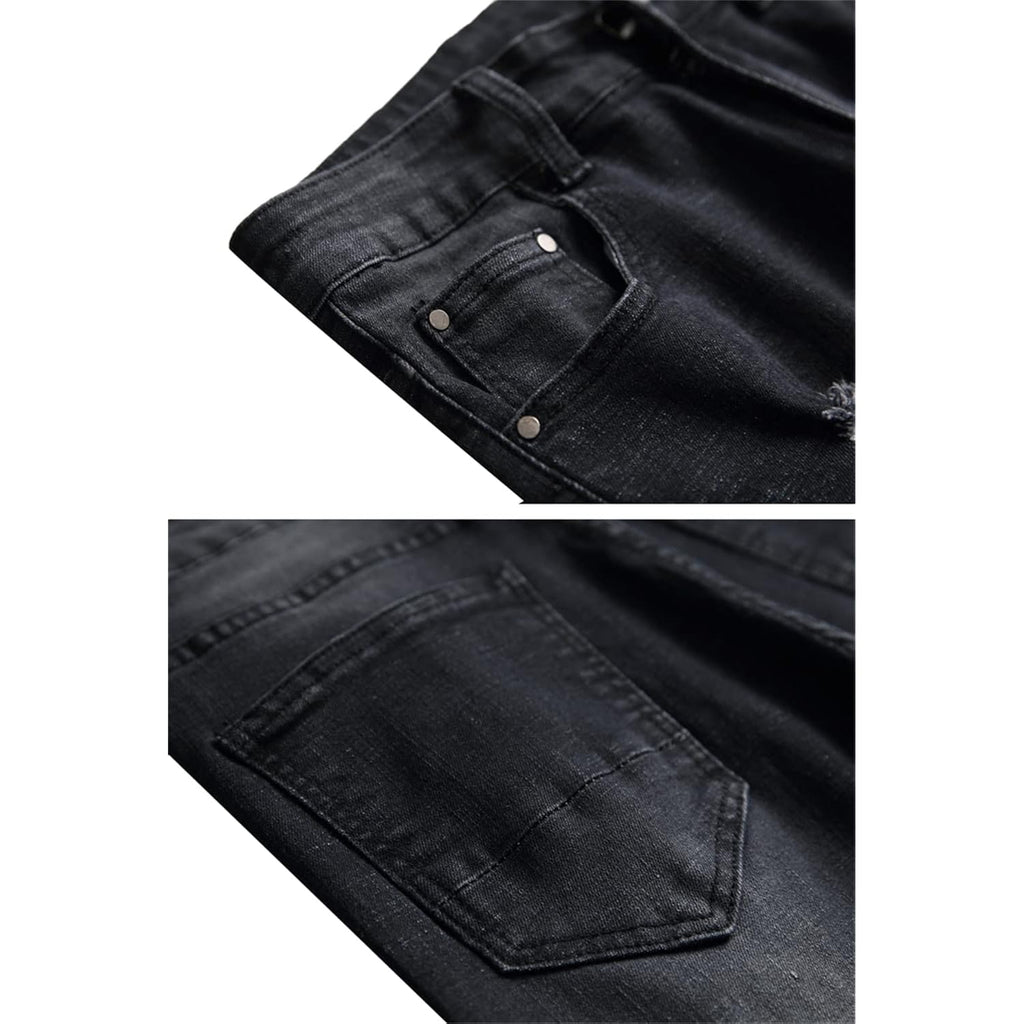 Men'S Ripped Denim Shorts & Jeans Summer Casual Classic Straight Distressed Ripped Short Jeans