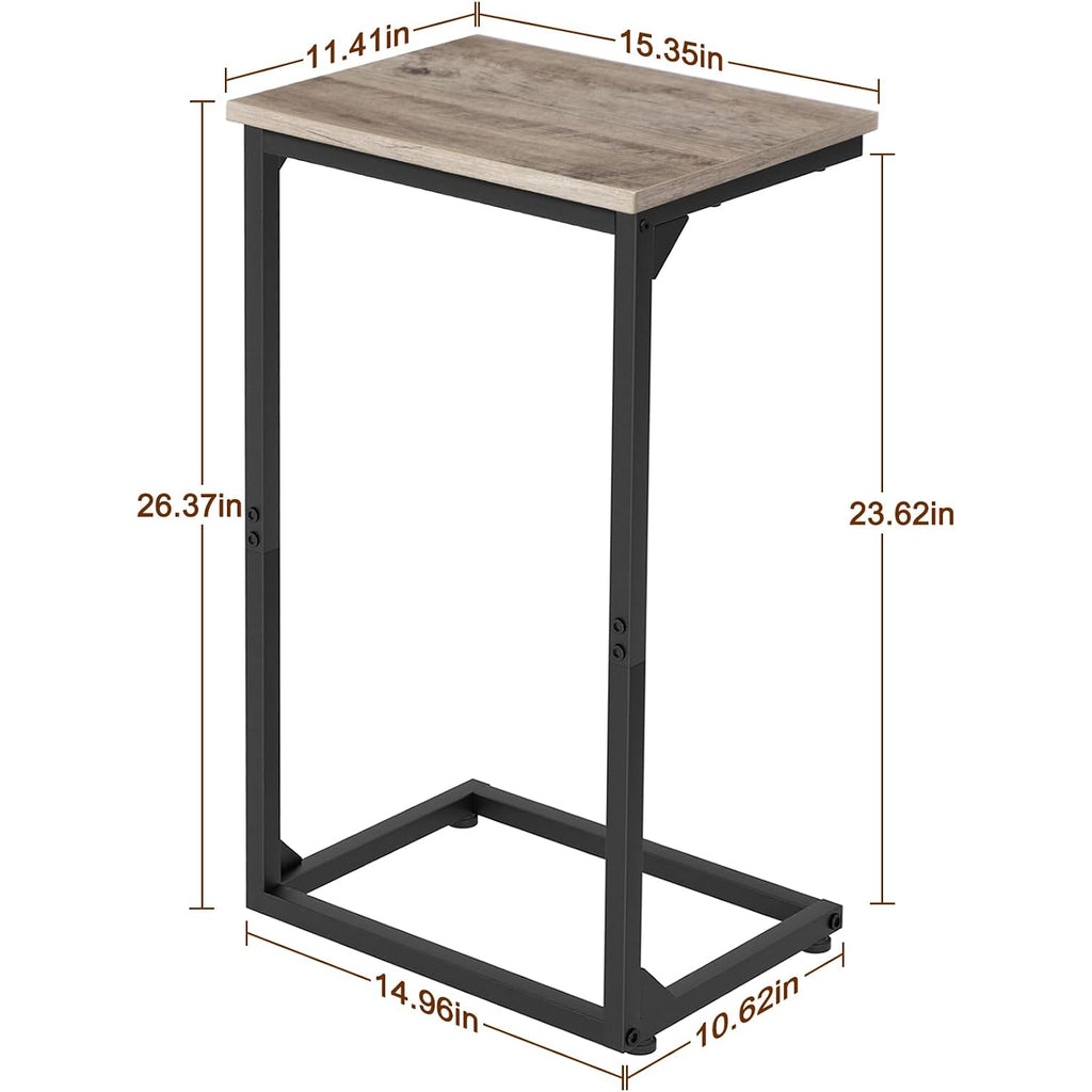 Amhancible C Shaped End Tables Set Of 2, Couch Side Tables That Slide Under Sofa, Slim Tv Trays For Living Room And Bedroom, Narrow Space Saving Laptop Workstation, Grey, Het02Bgy