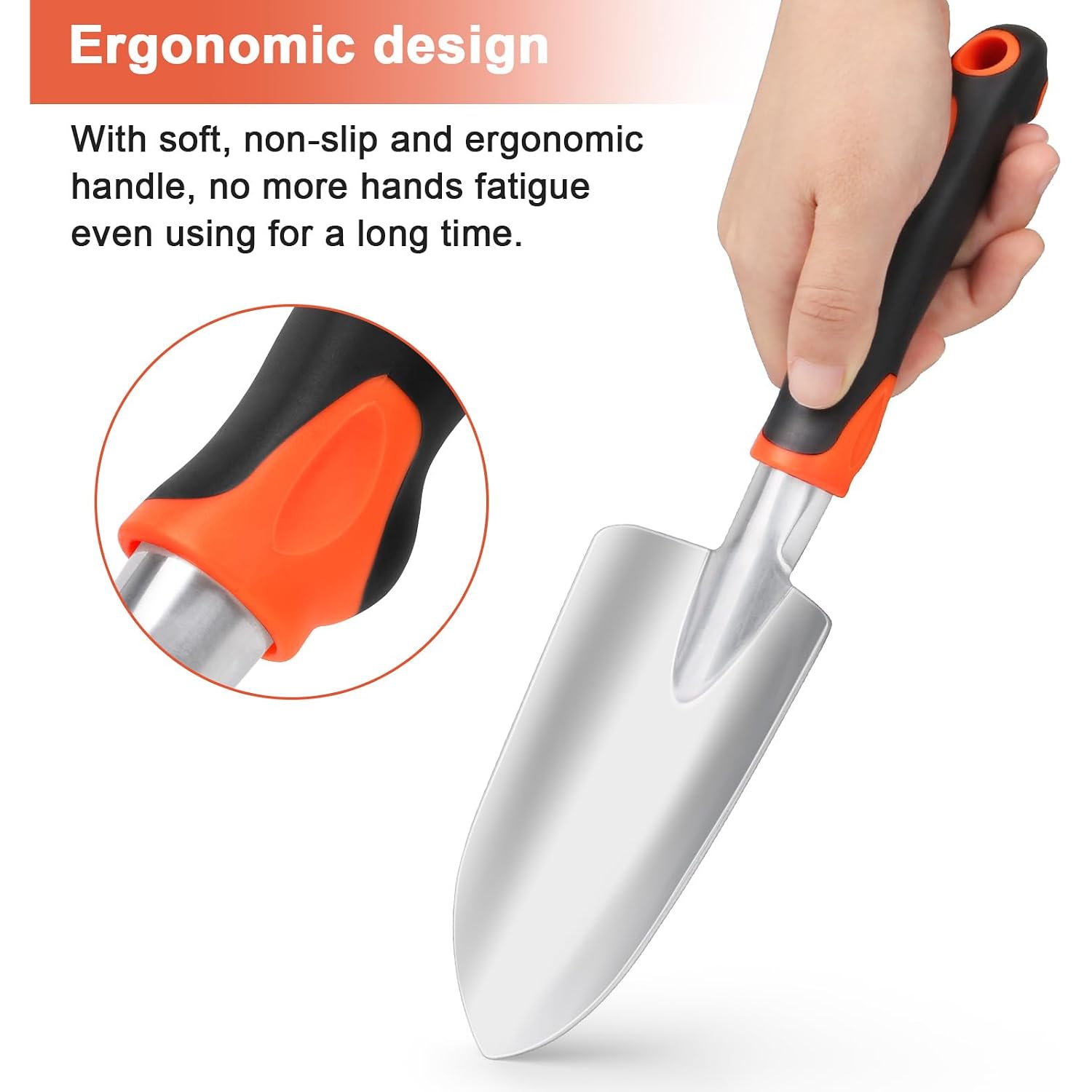 Garden Shovel Garden Hand Trowel, Heavy Duty Hand Shovel With Ergonomic Handle, Small Gardening Tools For Digging, Rust Resistant Gardening Spade Trowel Tools, Orange