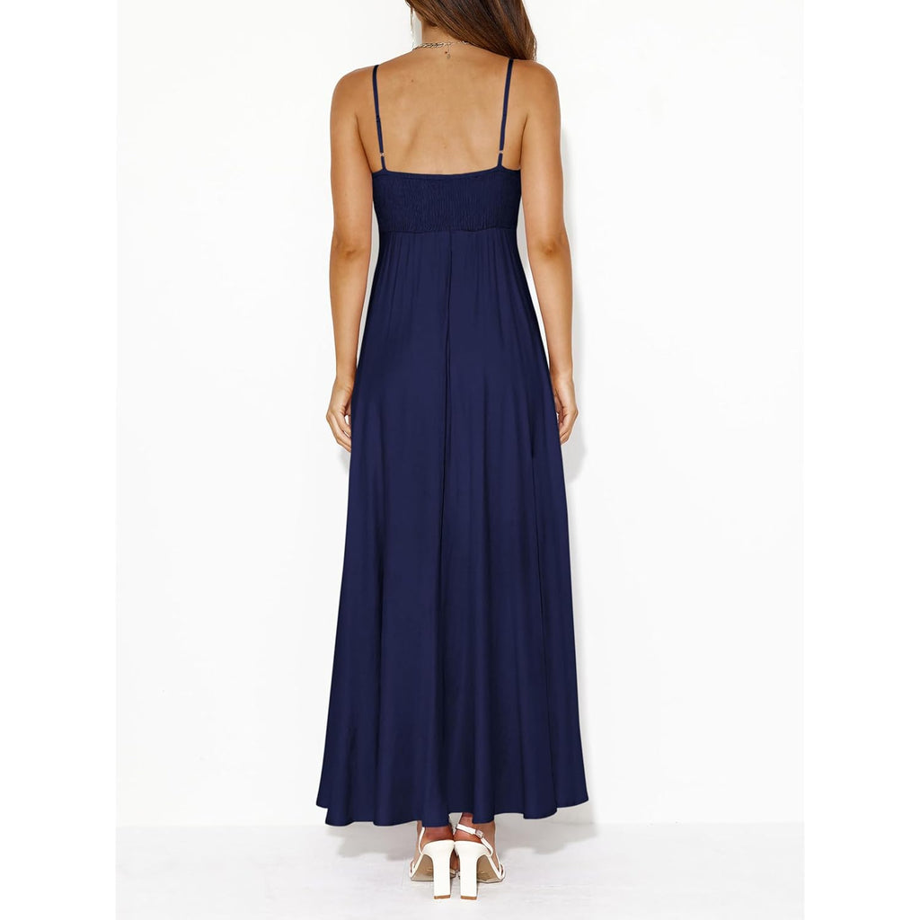 Prettygarden Womens Spaghetti Strap Maxi Dresses 2026 Summer Casual Sleeveless Smocked Boho A Line Long Flowy Beach Sundress