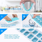 Ice Cube Trays, Silicone Easy-Release And Flexible 14-Ice Trays With Spill-Resistant Removable Lid, Bpa Free, Durable And Dishwasher Safe, 2 Pack