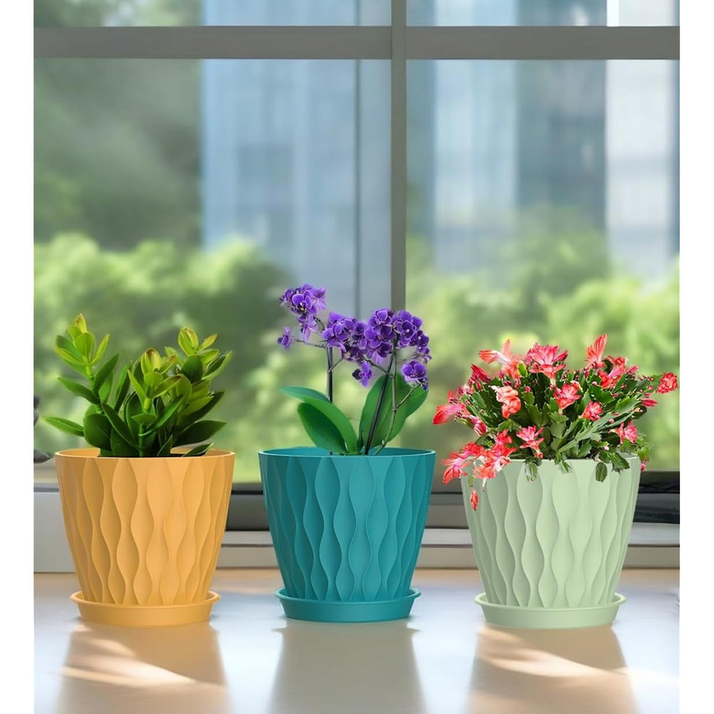 4 Inch Plant Pots, 6 Pack Indoor Flower Pots, Planters With Drainage Holes And Trays For Orchids, Violets, Succulents, Herbs, And Other Plants,Corolful