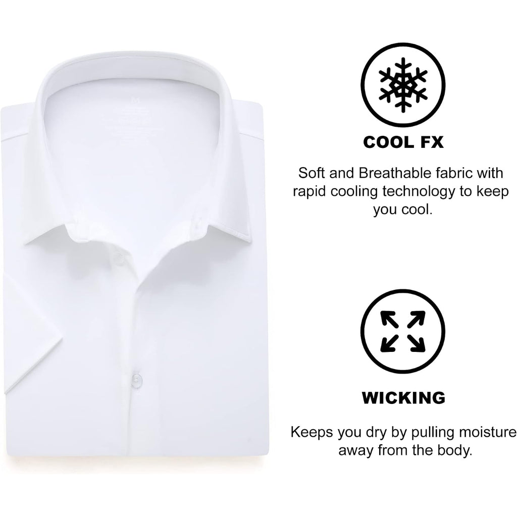 Samerm Mens Dress Shirt Wrinkle Free Moisture Wicking 4-Way High Stretch Super Soft Casual Button Down Shirts