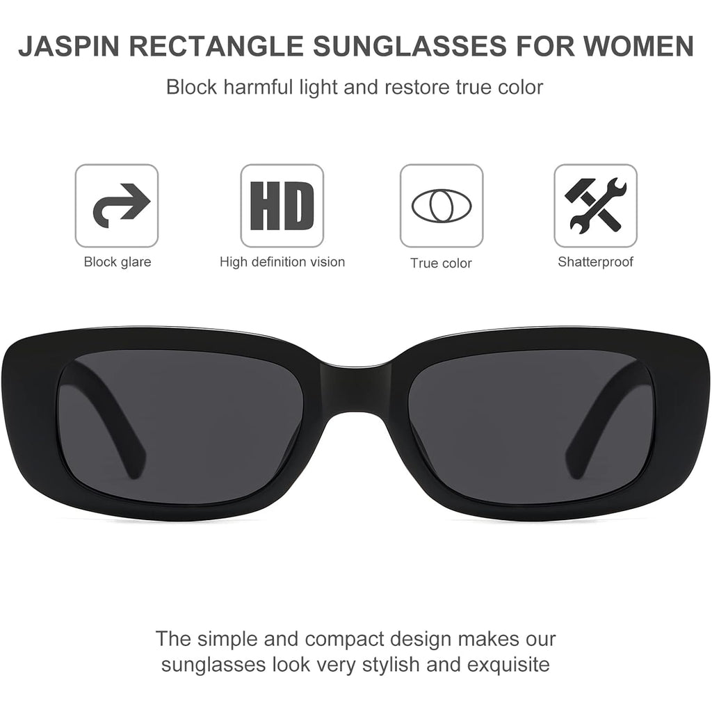 JASPIN Rectangle Sunglasses for Women Men Trendy Y2k Retro 90s Sun Glasses UV Protection Cool Square Frame