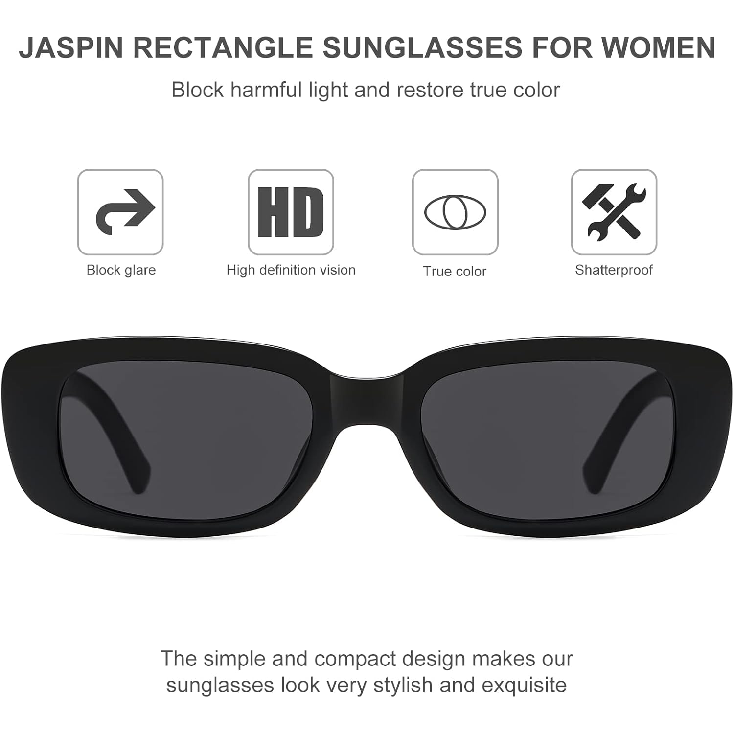 JASPIN Rectangle Sunglasses for Women Men Trendy Y2k Retro 90s Sun Glasses UV Protection Cool Square Frame