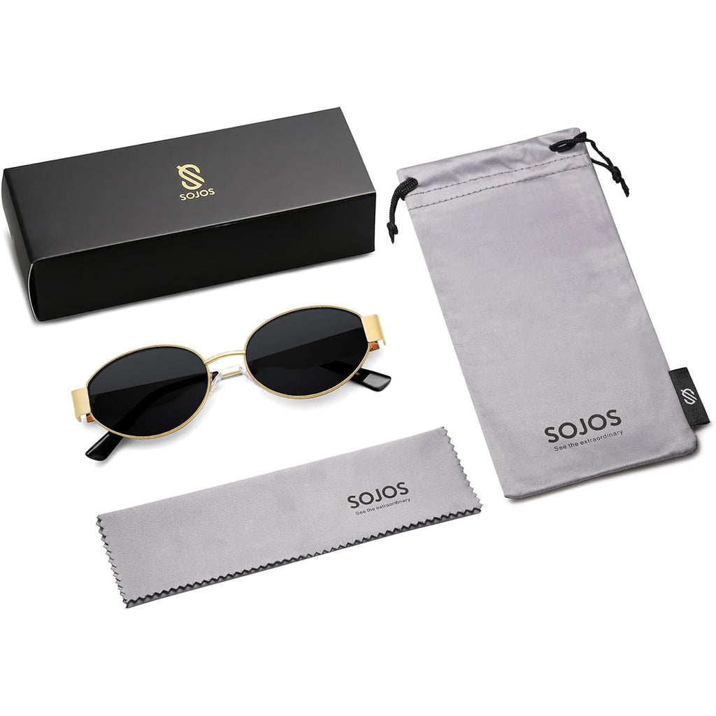 SOJOS Retro Oval Sunglasses for Women Trendy Classic Shades UV400 Protection SJ1256