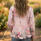 Women'S Floral Print Lightweight Long Sleeve Jacket Casual Spring Summer Blazer